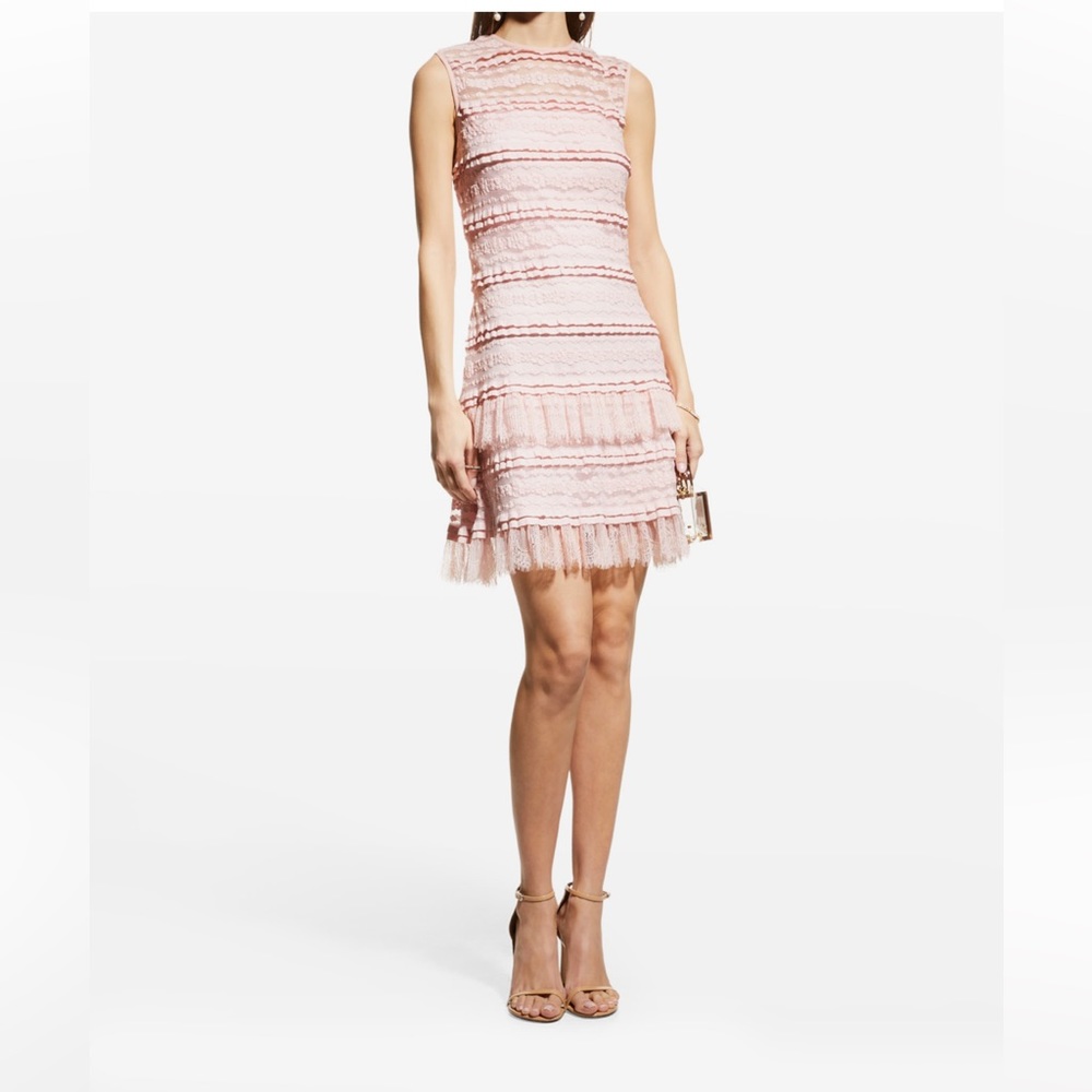 SHO Pink Ruffle Tiered Shift Dress - Size Medium